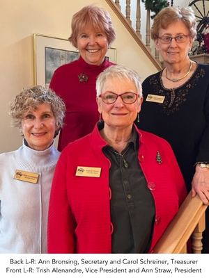 Back L-R Ann Bronsing, Secretary and Carol Schreiner, Treasurer Front L-R Trish Alenandre, Vice President and Ann Straw, President.png